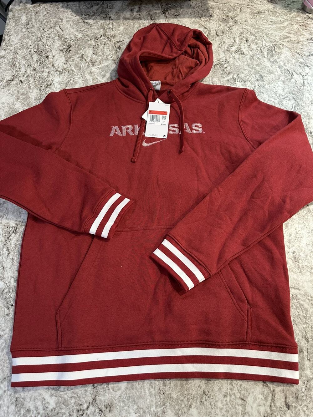 NWT Men’s Nike Arkansas Razorbacks Hoodie Cardinal Red Large Sweatshirt